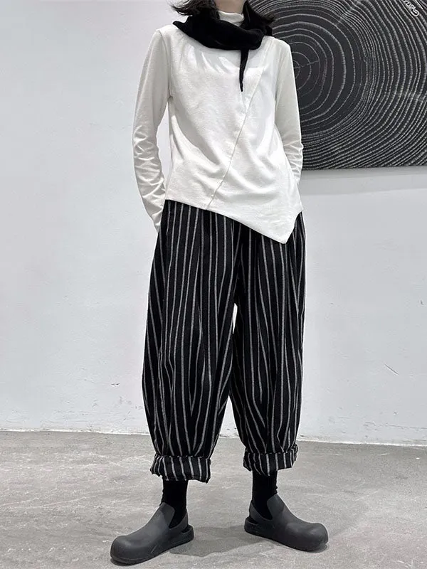 Harem Pants Loose High-Waisted Split-Joint Striped Patterns Pants Trousers