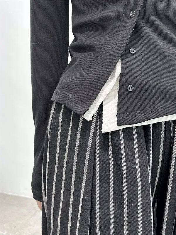 Harem Pants Loose High-Waisted Split-Joint Striped Patterns Pants Trousers