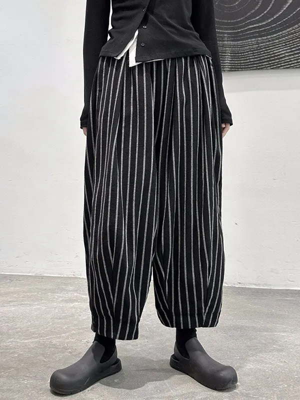 Harem Pants Loose High-Waisted Split-Joint Striped Patterns Pants Trousers