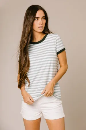 Harlie Striped Tee in Sage