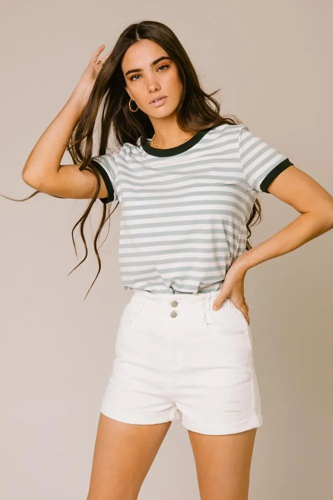 Harlie Striped Tee in Sage