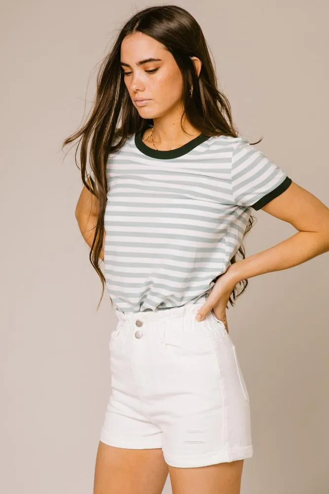 Harlie Striped Tee in Sage