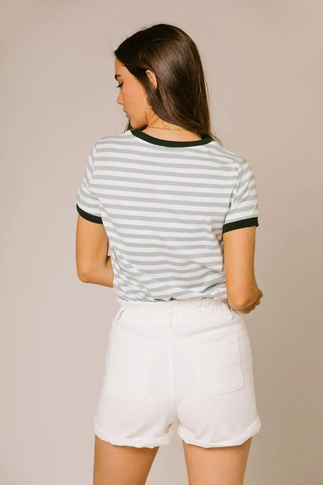 Harlie Striped Tee in Sage