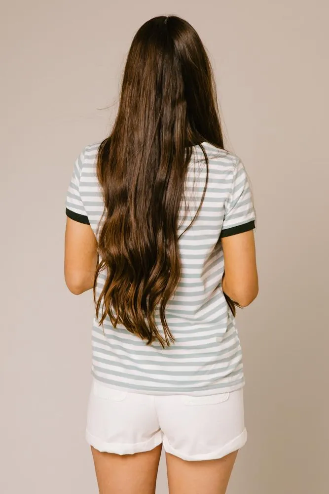 Harlie Striped Tee in Sage