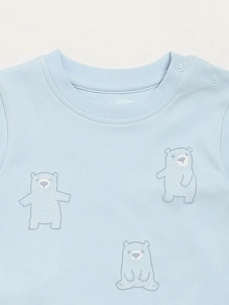 HOP Baby Blue Bear T-Shirt & Striped Pants