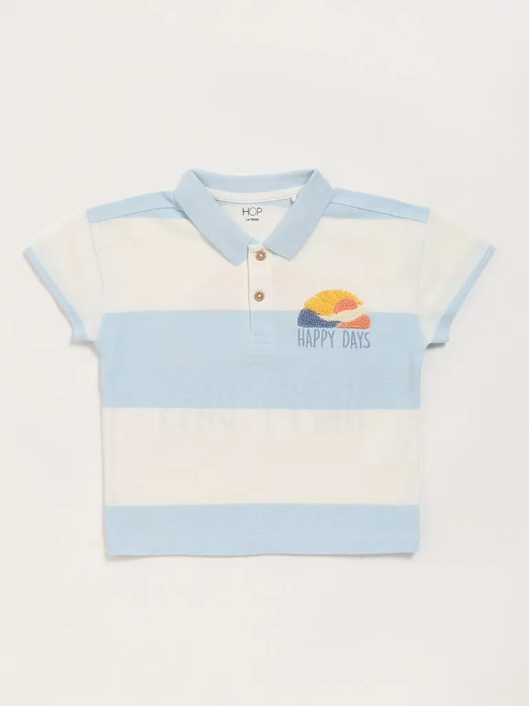 HOP Kids Blue Contrast Collared T-Shirt