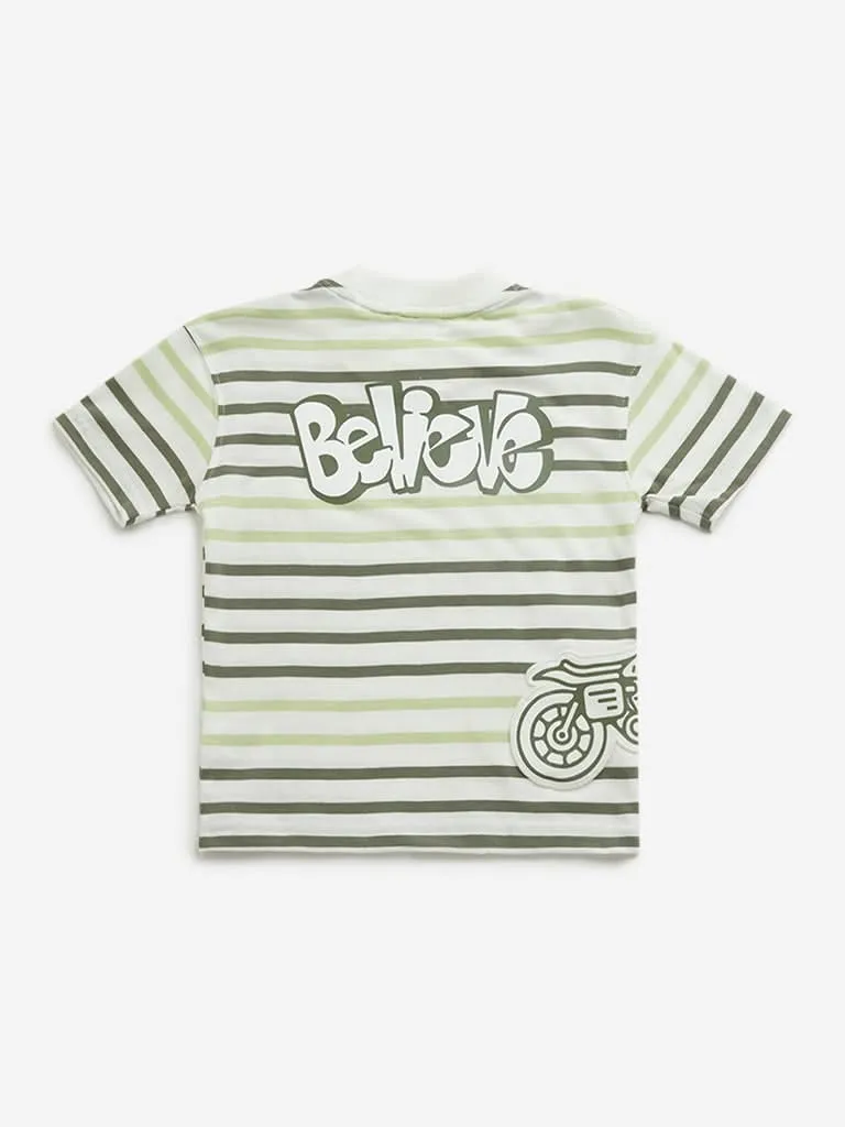 HOP Kids Off-White Striped T-Shirt