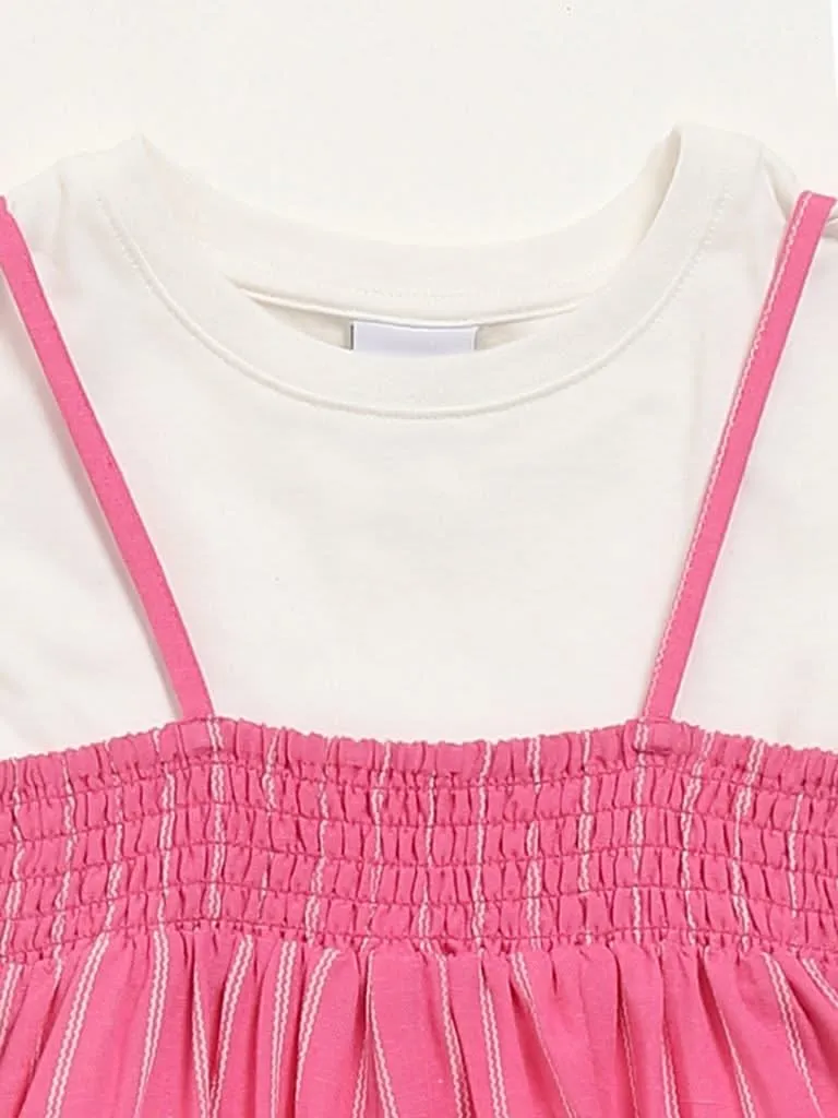 HOP Kids Pink Pinafore with T-Shirt