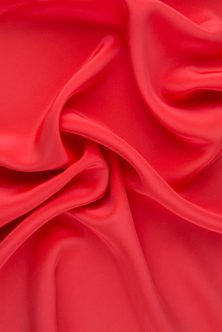 Hot Coral Silk Crepe de Chine Fabric