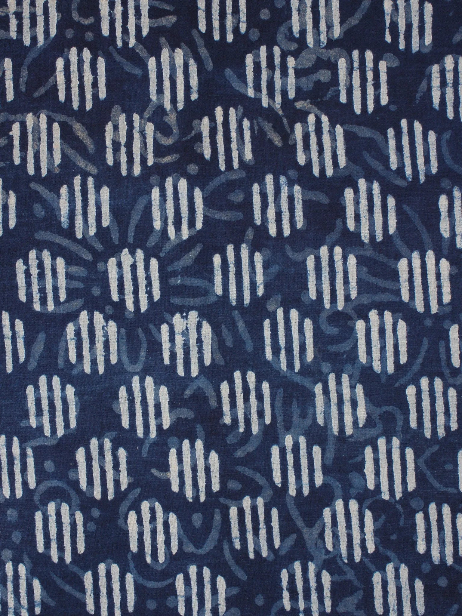 Indigo White Hand Block Printed Cotton Fabric Per Meter - F0916360