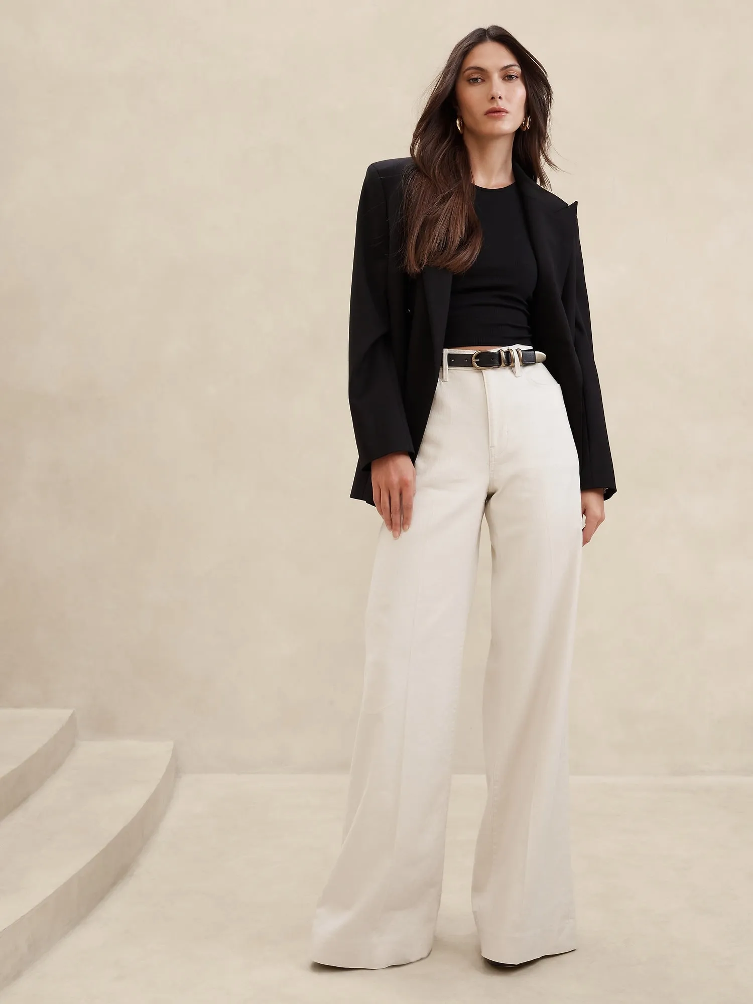 Italian Linen-Cotton Wide Leg Pant