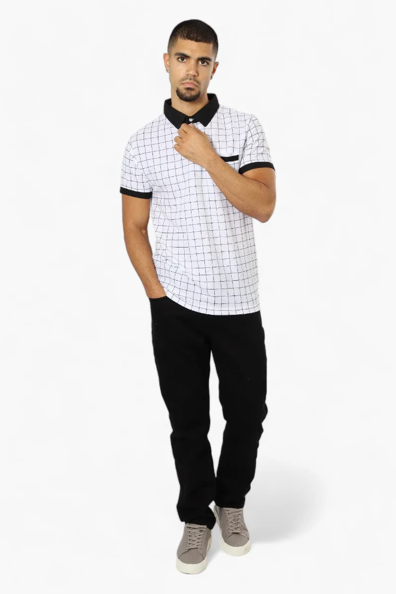 Jay Y. Ko Grid Pattern Polo Shirt - White