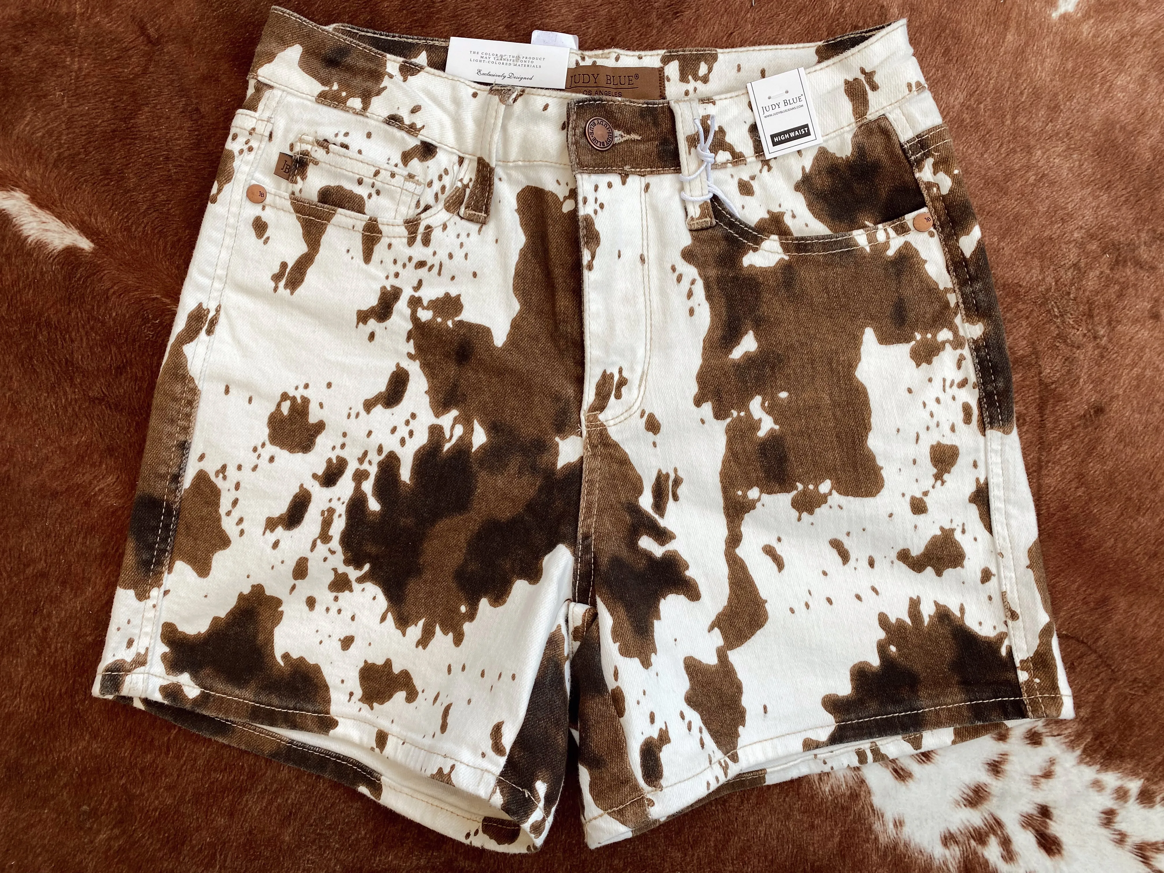 Judy Blue High Waist Cow Print Shorts