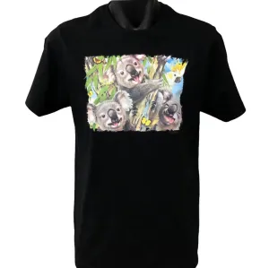 Koala Selfie Adults T-Shirt (Black)