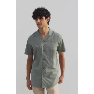 Light Green Textured Cuban Shirt