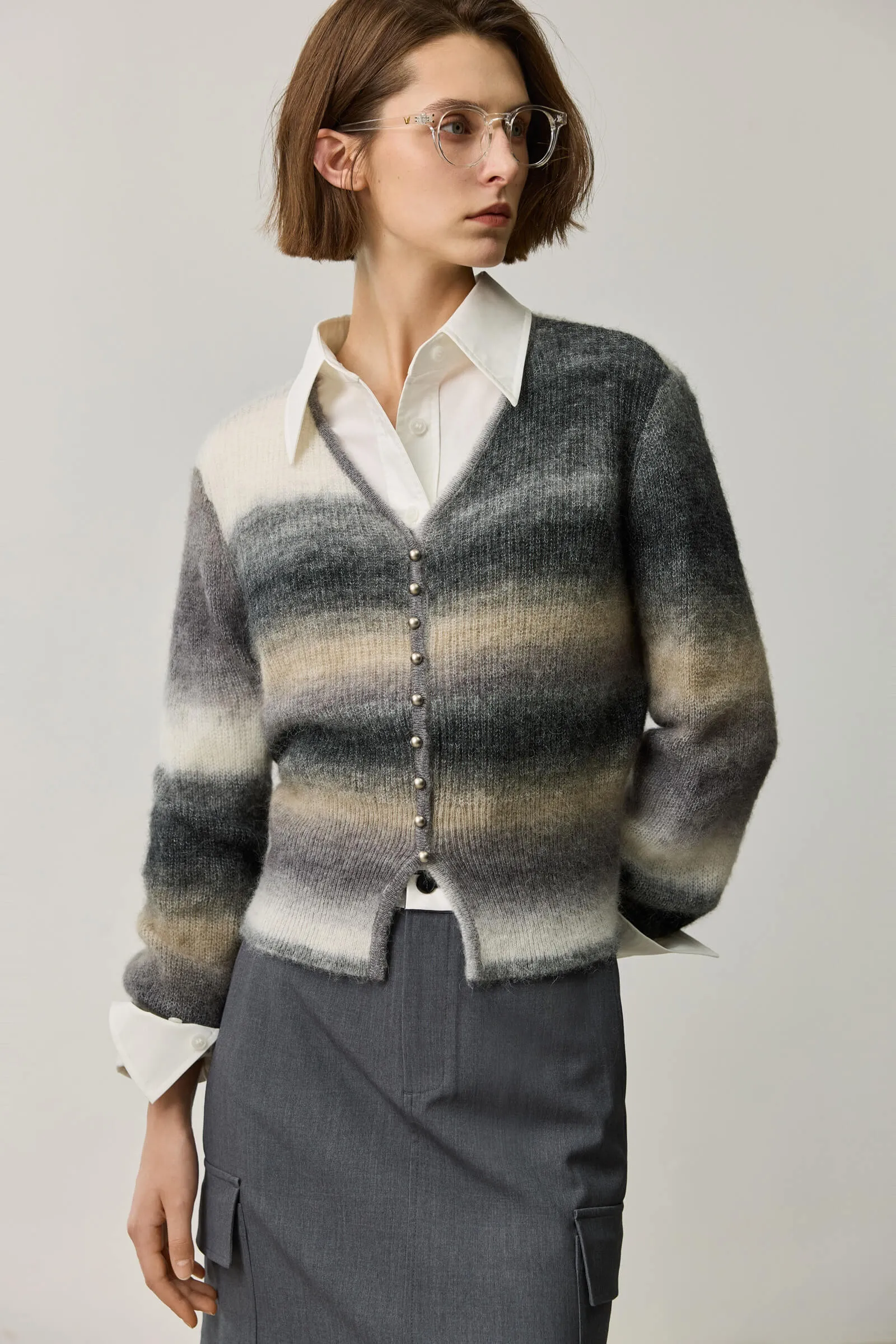 LILY Alpaca-Blend Striped Knit Cardigan