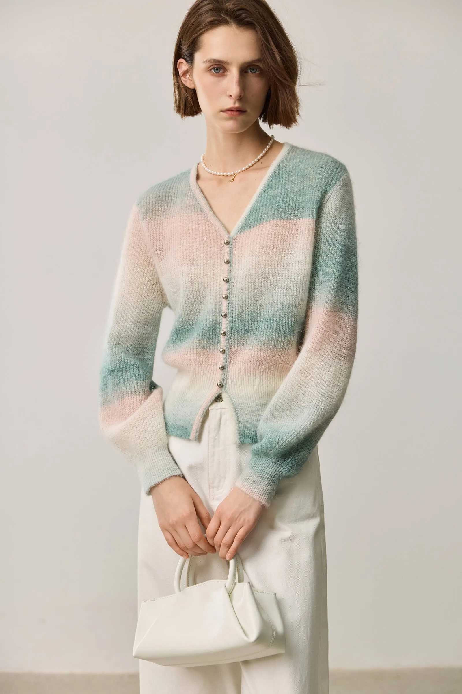 LILY Alpaca-Blend Striped Knit Cardigan