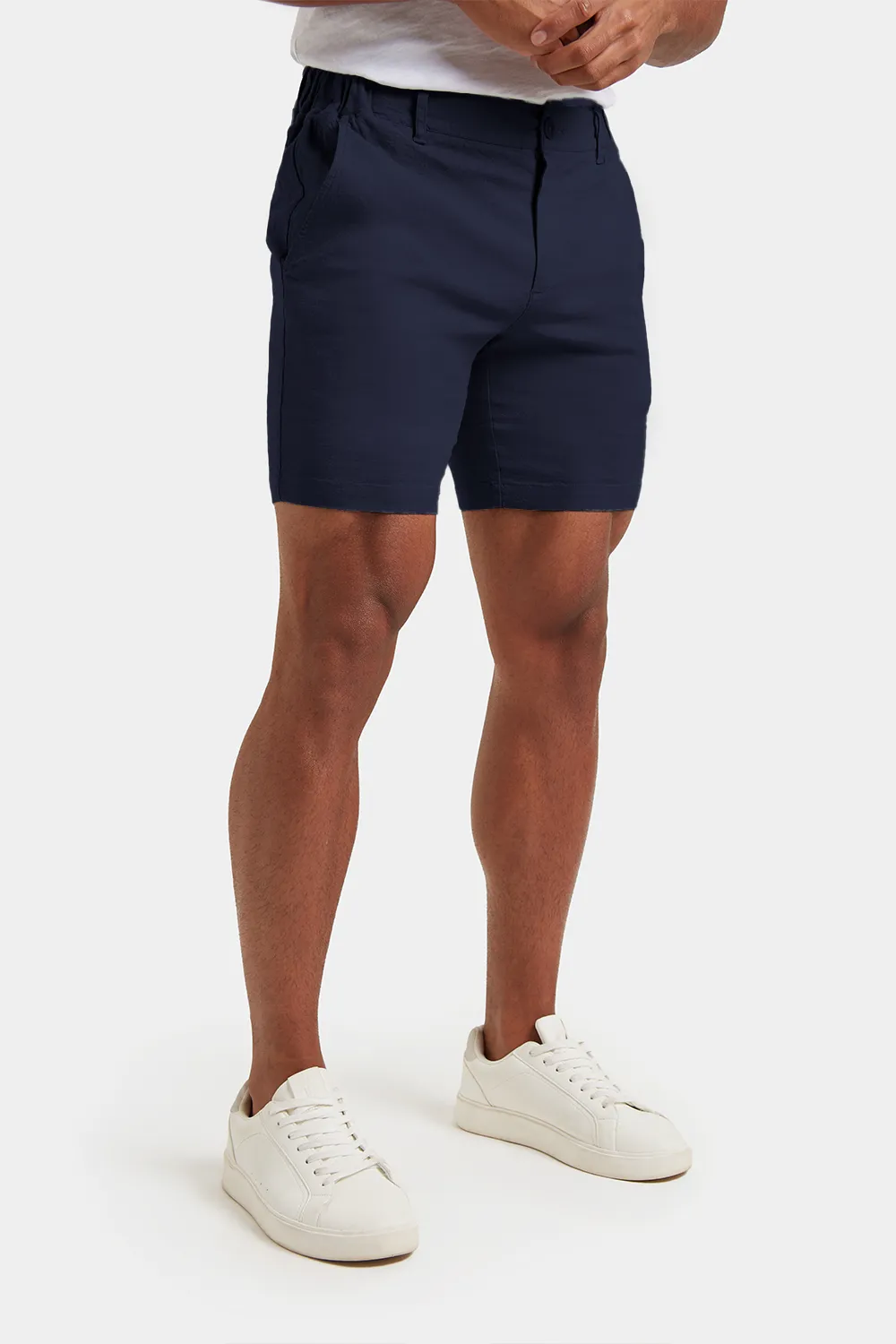 Linen-blend Shorts in Navy