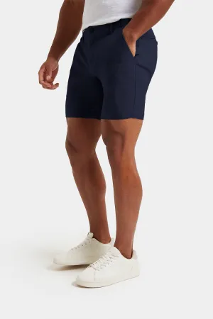 Linen-blend Shorts in Navy