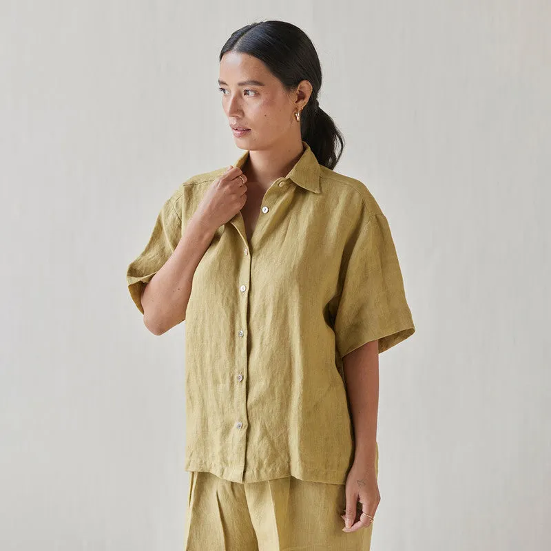 Linen Co Ord Set For Women | Shirt & Pant | Oversized | Yellow