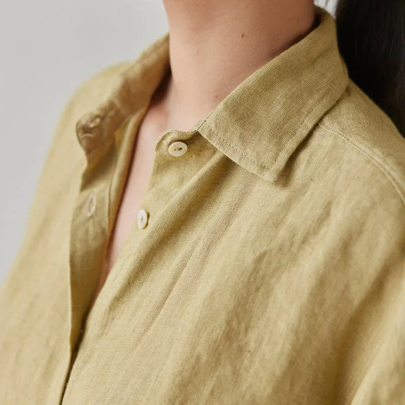 Linen Co Ord Set For Women | Shirt & Pant | Oversized | Yellow