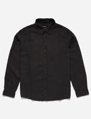 Linen Long Sleeve Shirt - Black