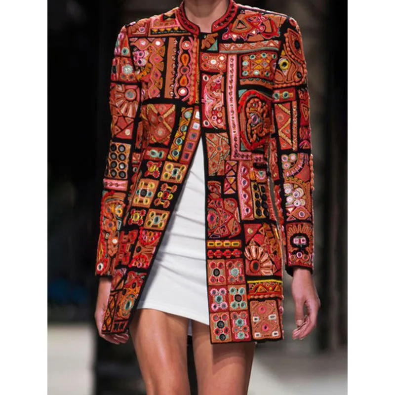 Long-sleeved cardigan jacket for digital printing