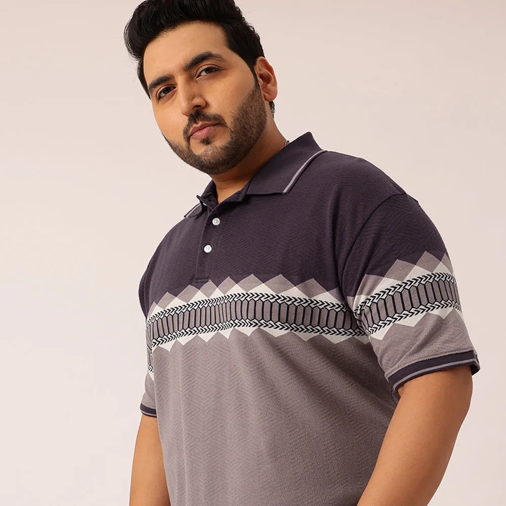 Mauve Jacquard Knitted Polo T-shirt