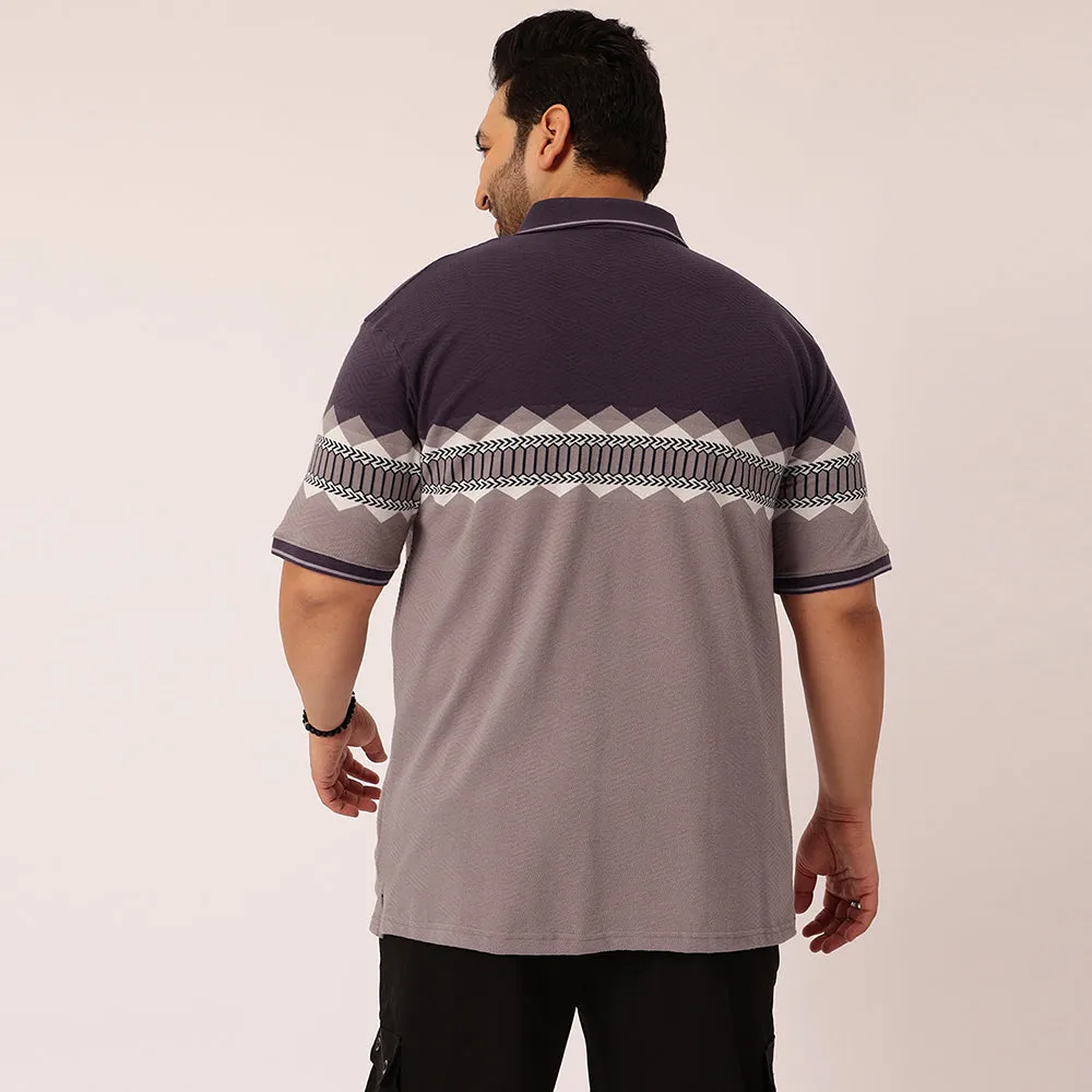 Mauve Jacquard Knitted Polo T-shirt