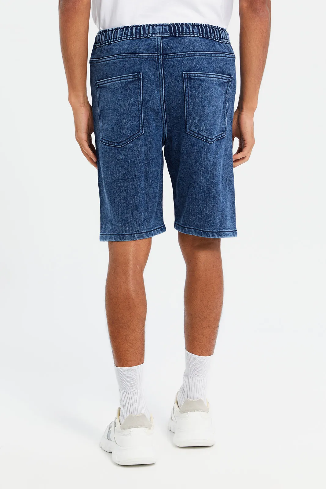 Men Blue Pull-On Denim Shorts