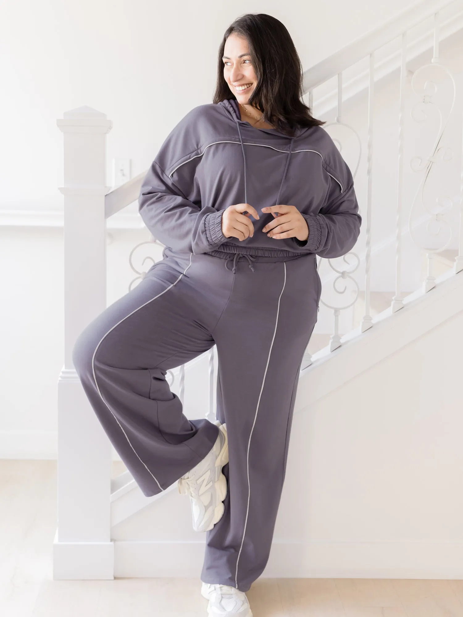 Mila Cropped Nursing Hoodie | Granite