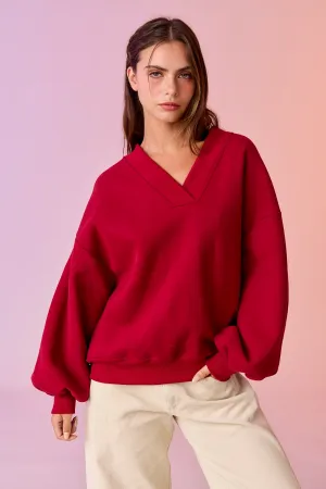 Mila Oversized V-Neck Sweatshirt