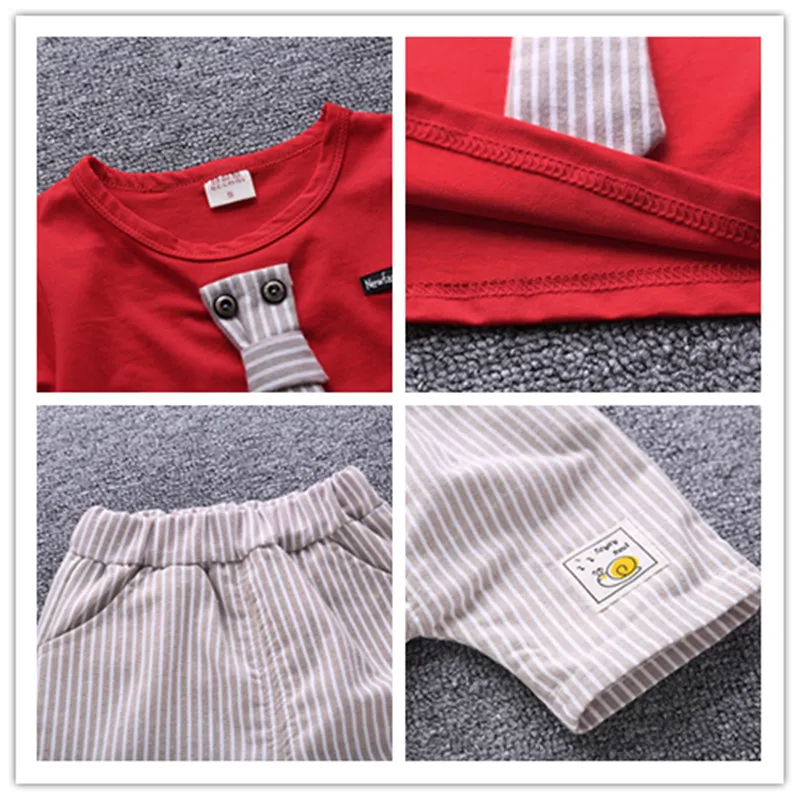 MOF Kids boys casual summer striped detail T-shirt & shorts set