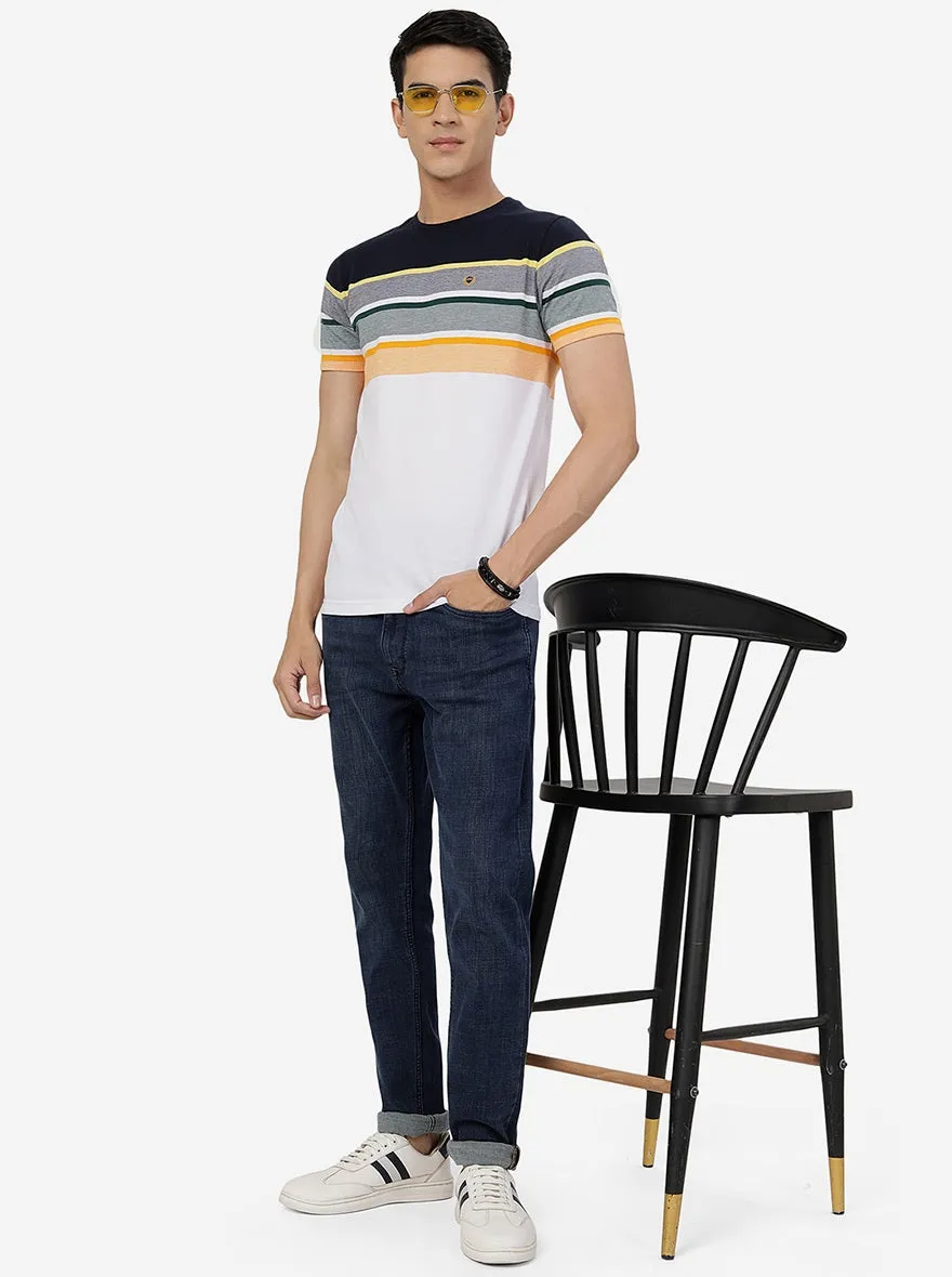 Multicolor Striped Slim Fit T-Shirt | JadeBlue