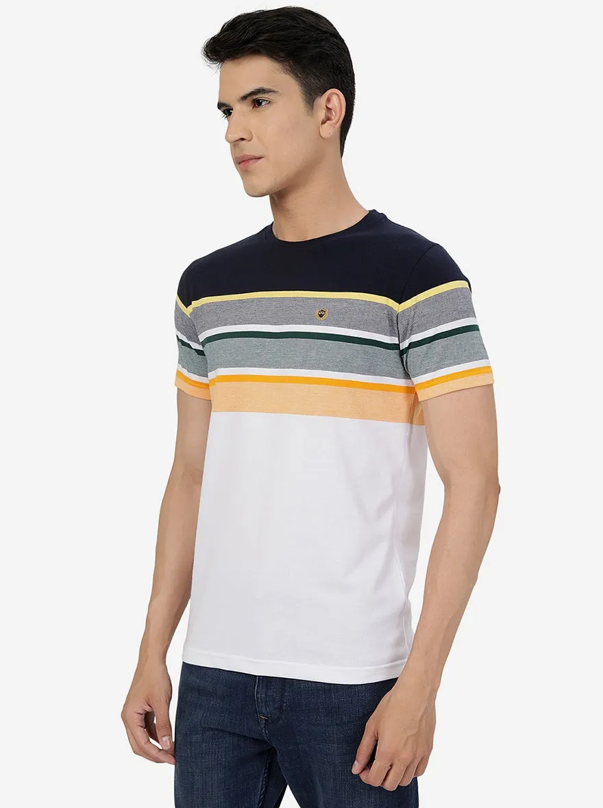 Multicolor Striped Slim Fit T-Shirt | JadeBlue