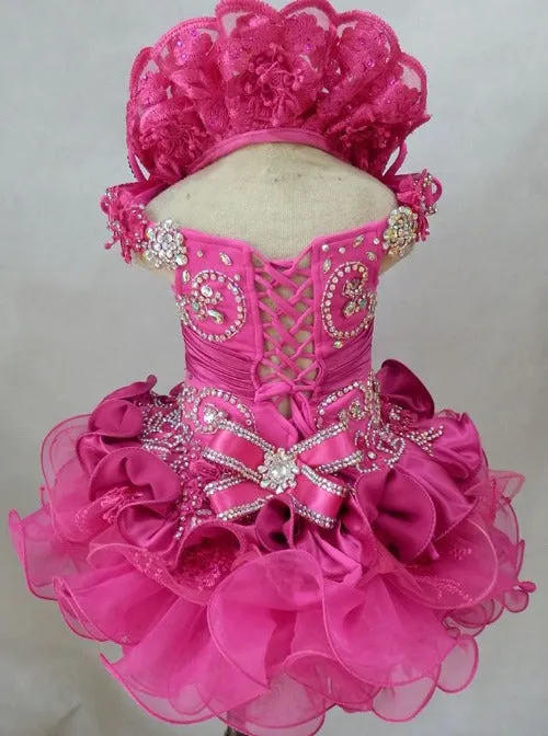 National Little Baby Fuchsia Cupcake Pageant Dress For Party,birthday,wedding