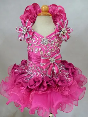 National Little Baby Fuchsia Cupcake Pageant Dress For Party,birthday,wedding