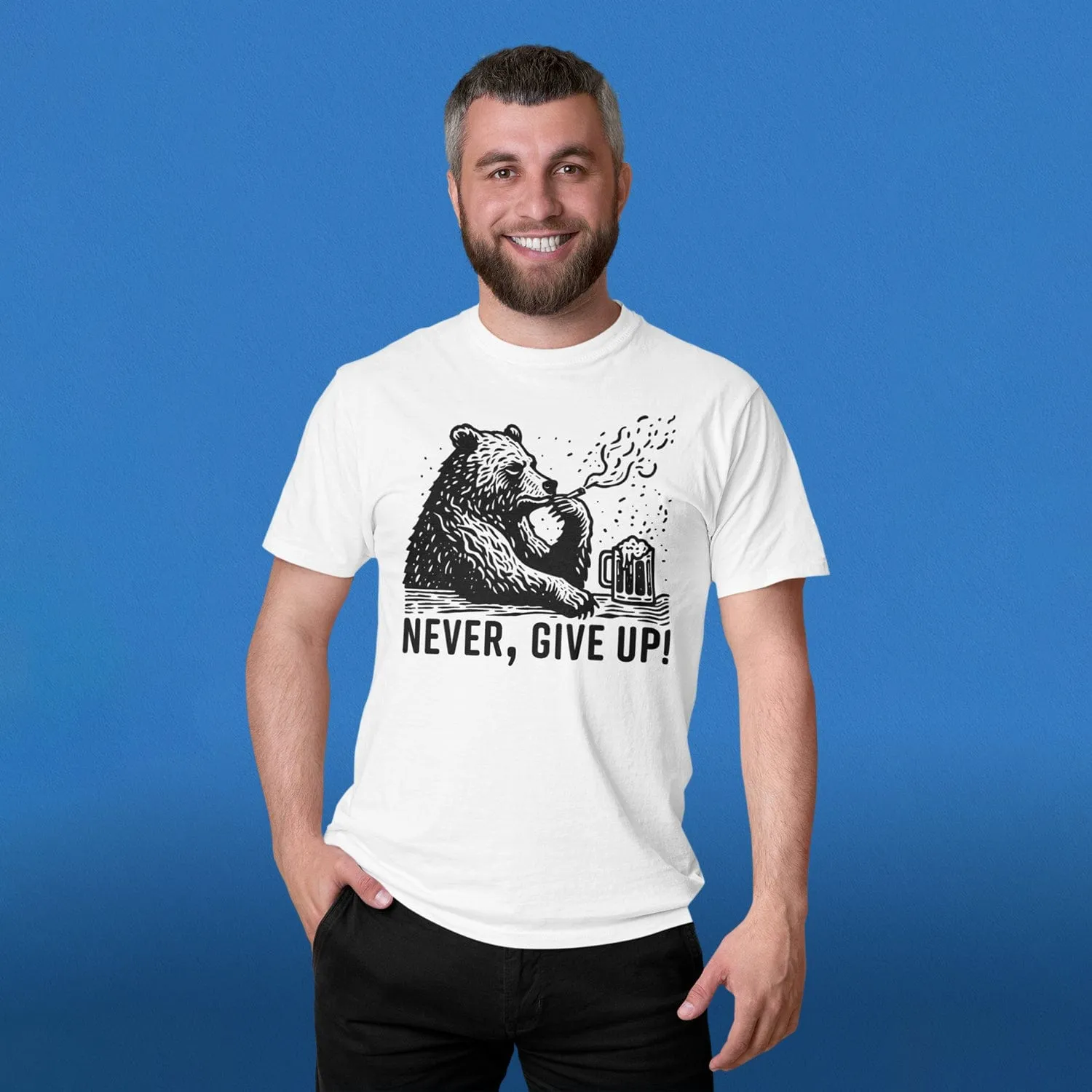 Never,Give Up Bear T-Shirt