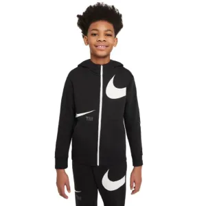 Nike Nsw Swoosh Flc Fz Boys Lifestyle T-Shirt Black/White