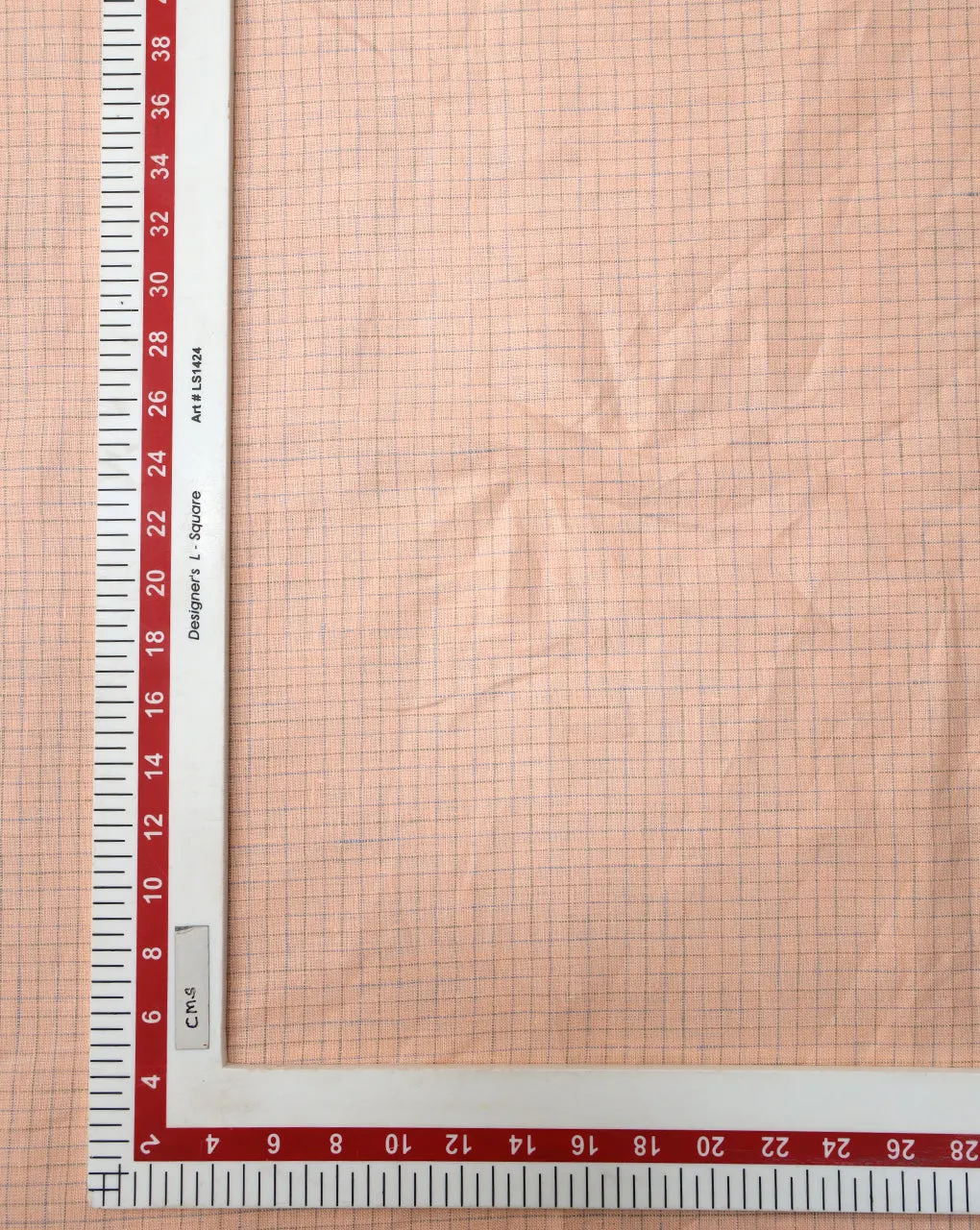 PEACH LINEN CHECKS FABRIC