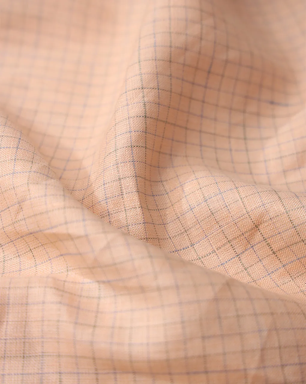 PEACH LINEN CHECKS FABRIC