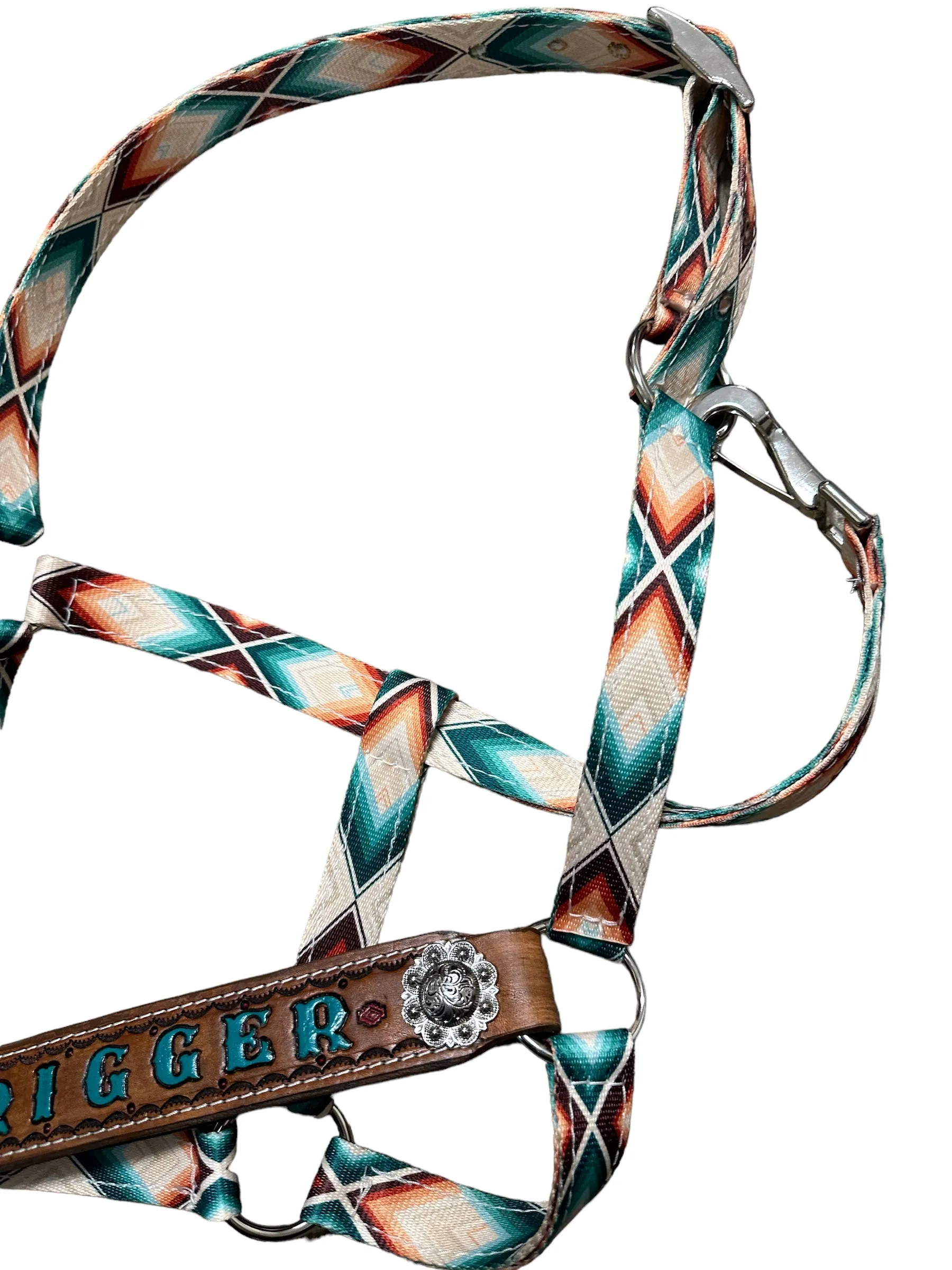 PERSONALIZED aztec print nylon horse halter