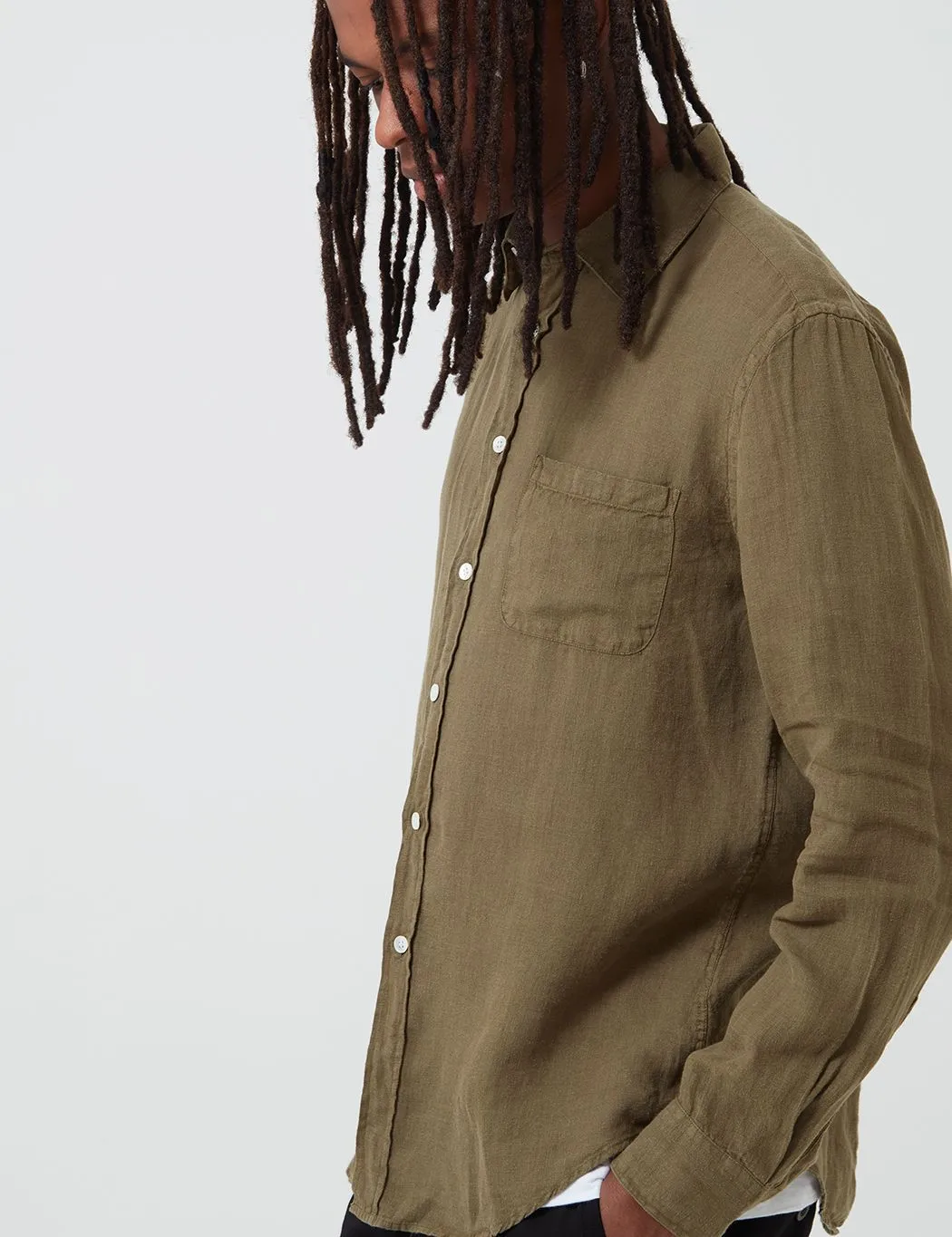 Portuguese Flannel Linen Shirt - Olive Green