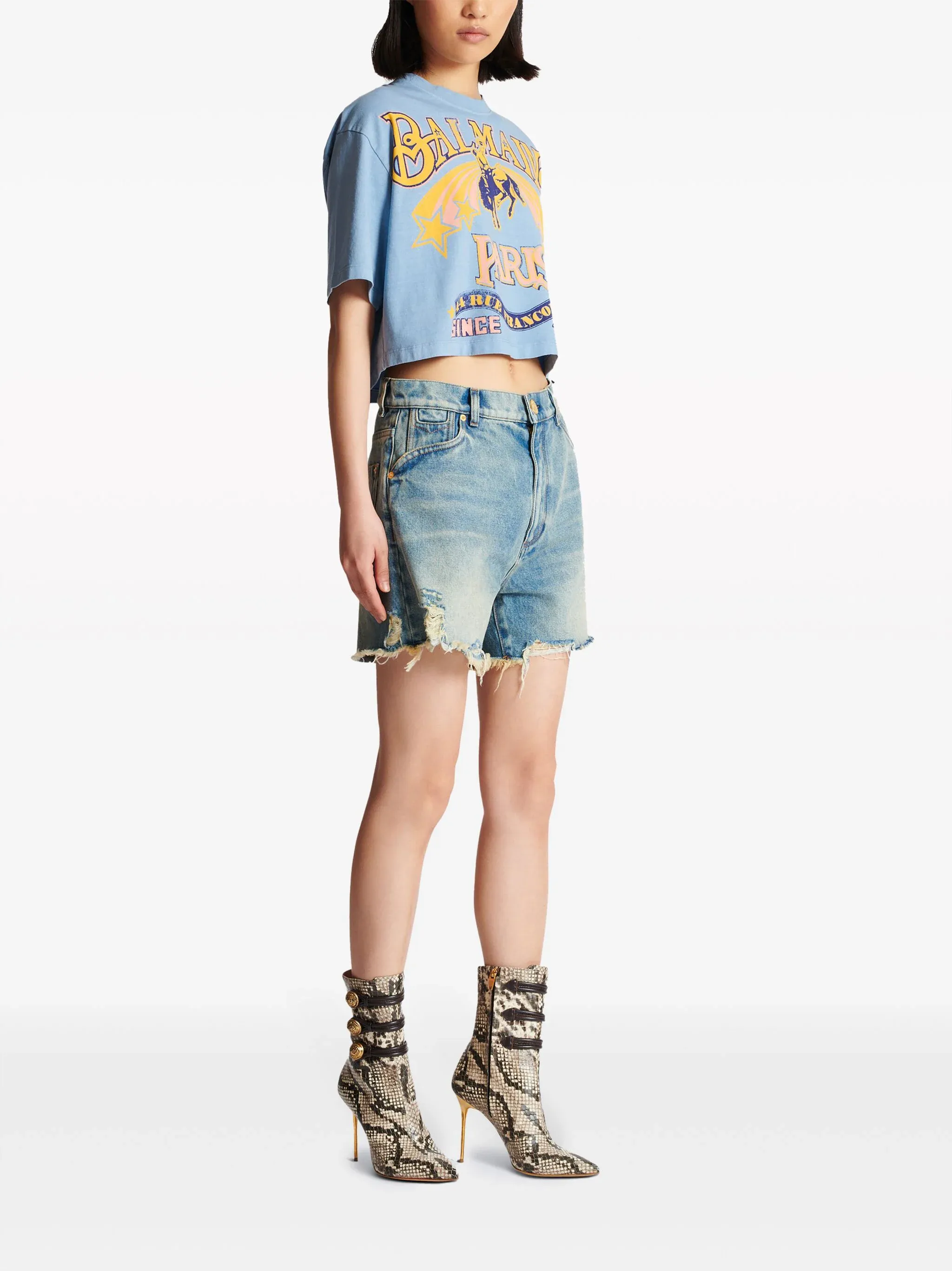 Raw Edge Blue Denim Shorts