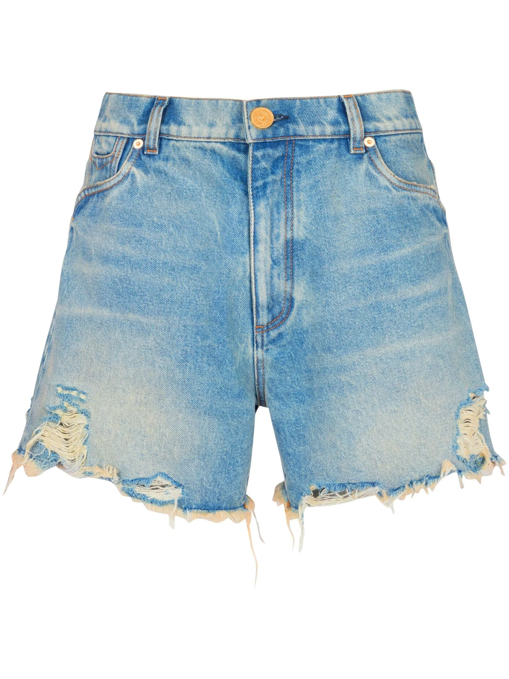 Raw Edge Blue Denim Shorts