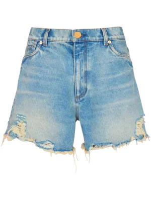 Raw Edge Blue Denim Shorts