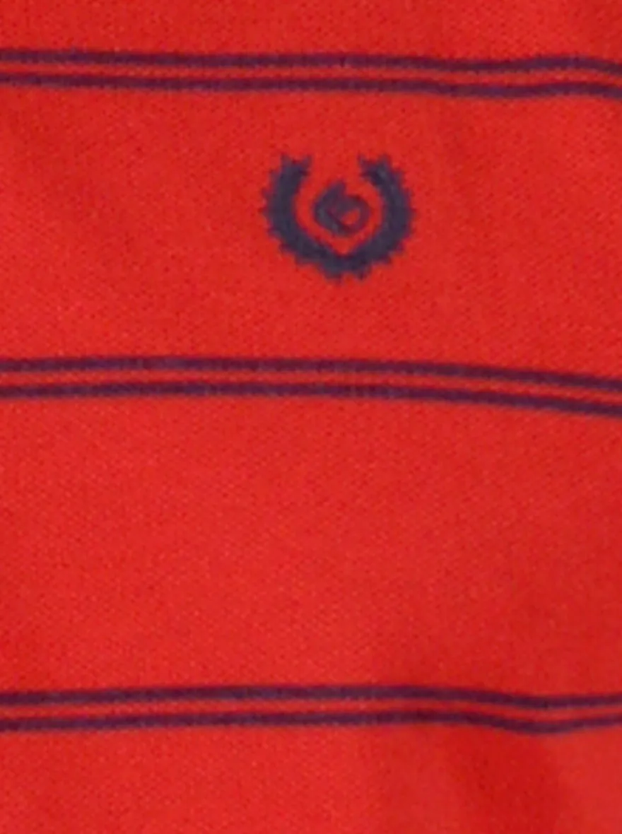 Red & Navy Blue Striped Slim Fit Polo T-Shirt | Greenfibre