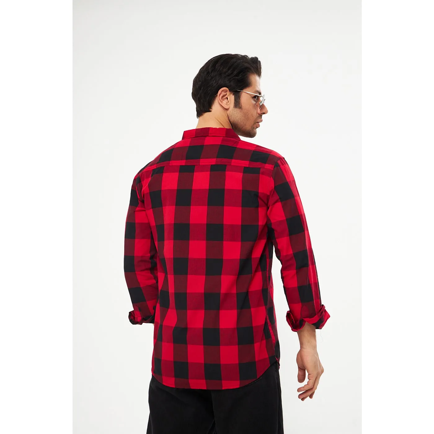 Red Broad Check Casual Shirt