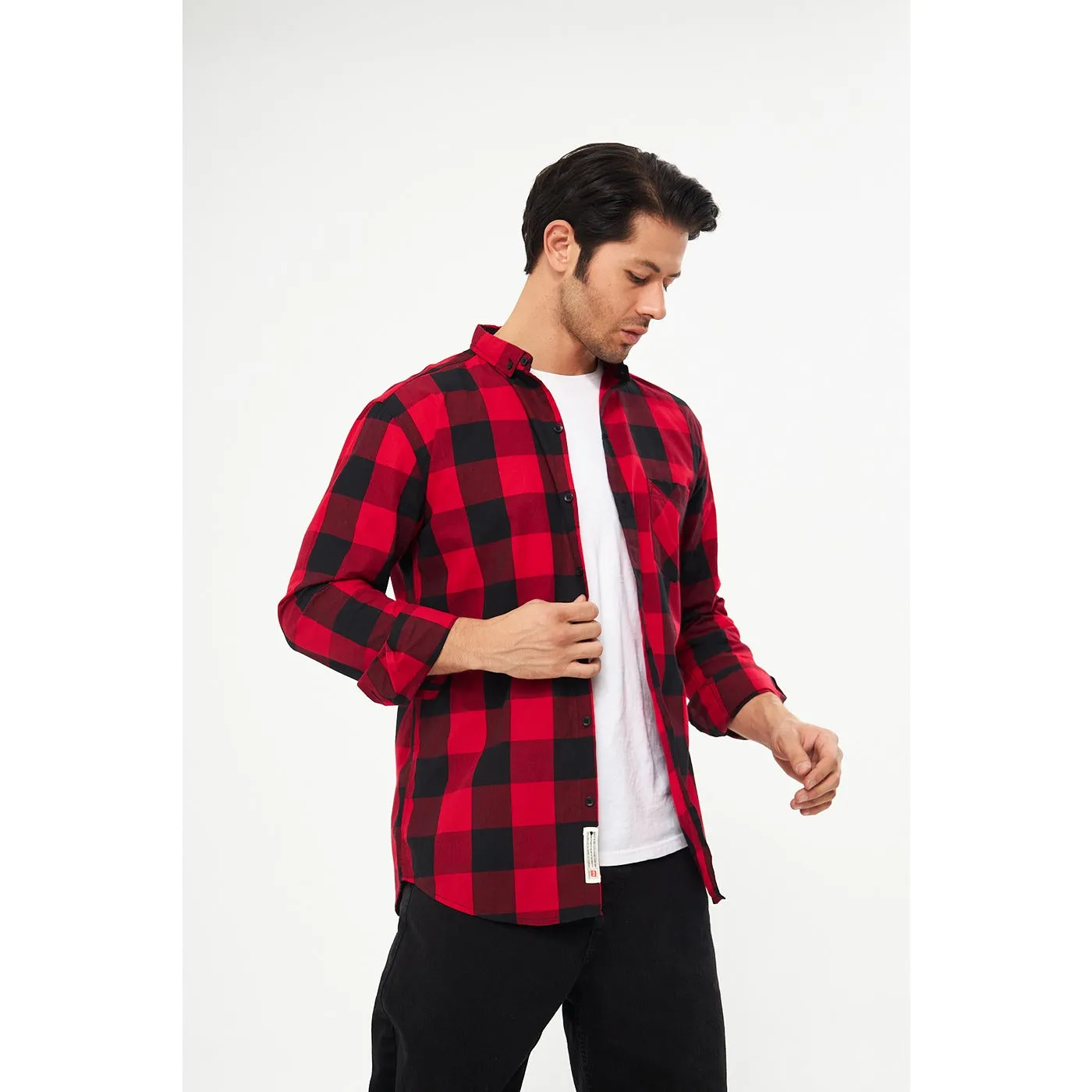 Red Broad Check Casual Shirt