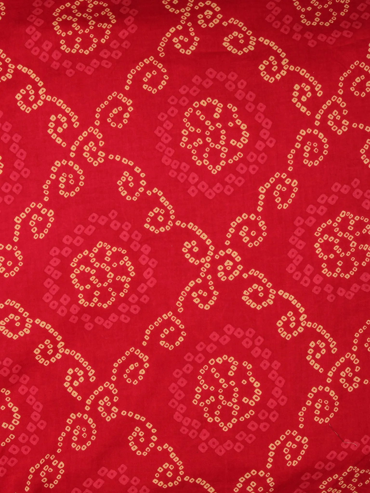 Red Yellow Bandhini Hand Block Printed Cotton Fabric Per Meter - F001F2023